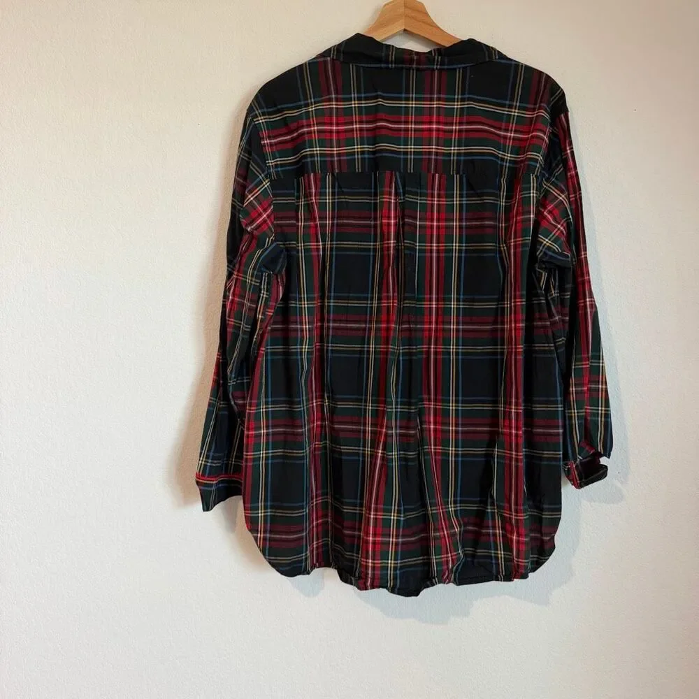 J. Crew Stewart Tartan Cotton Poplin Plaid Pajama Pant Set Women's Size Large